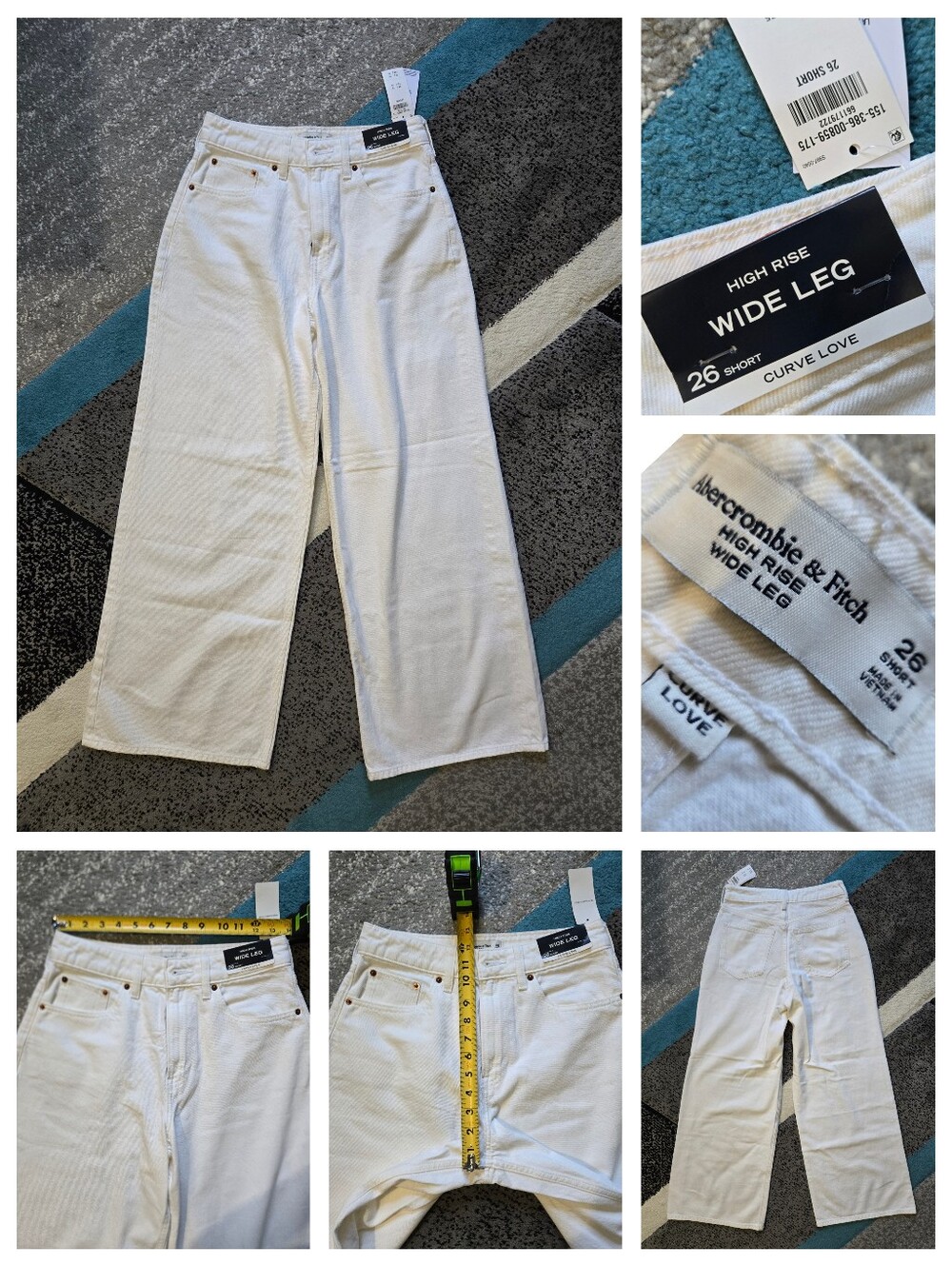 Abercrombie & Fitch High Rise Wide Leg Jeans - White